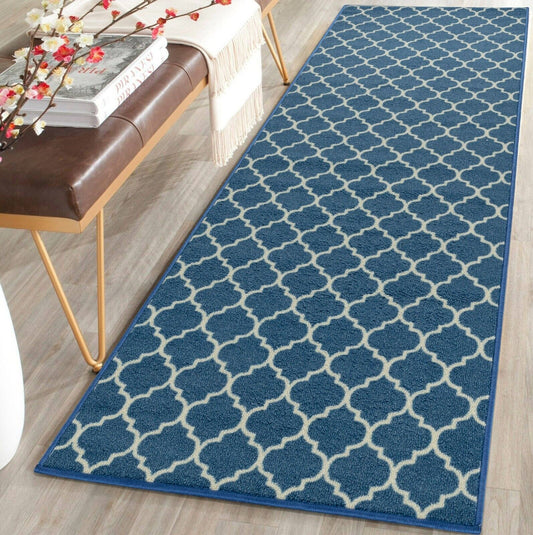 Trellis Hallway Kitchen Runners Non Slip Floor Mat Washable Rug - 8 Colours