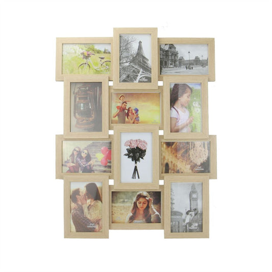 Wall Mounted Multi Photo Collage for 12 Photos Picture Frame - Oak