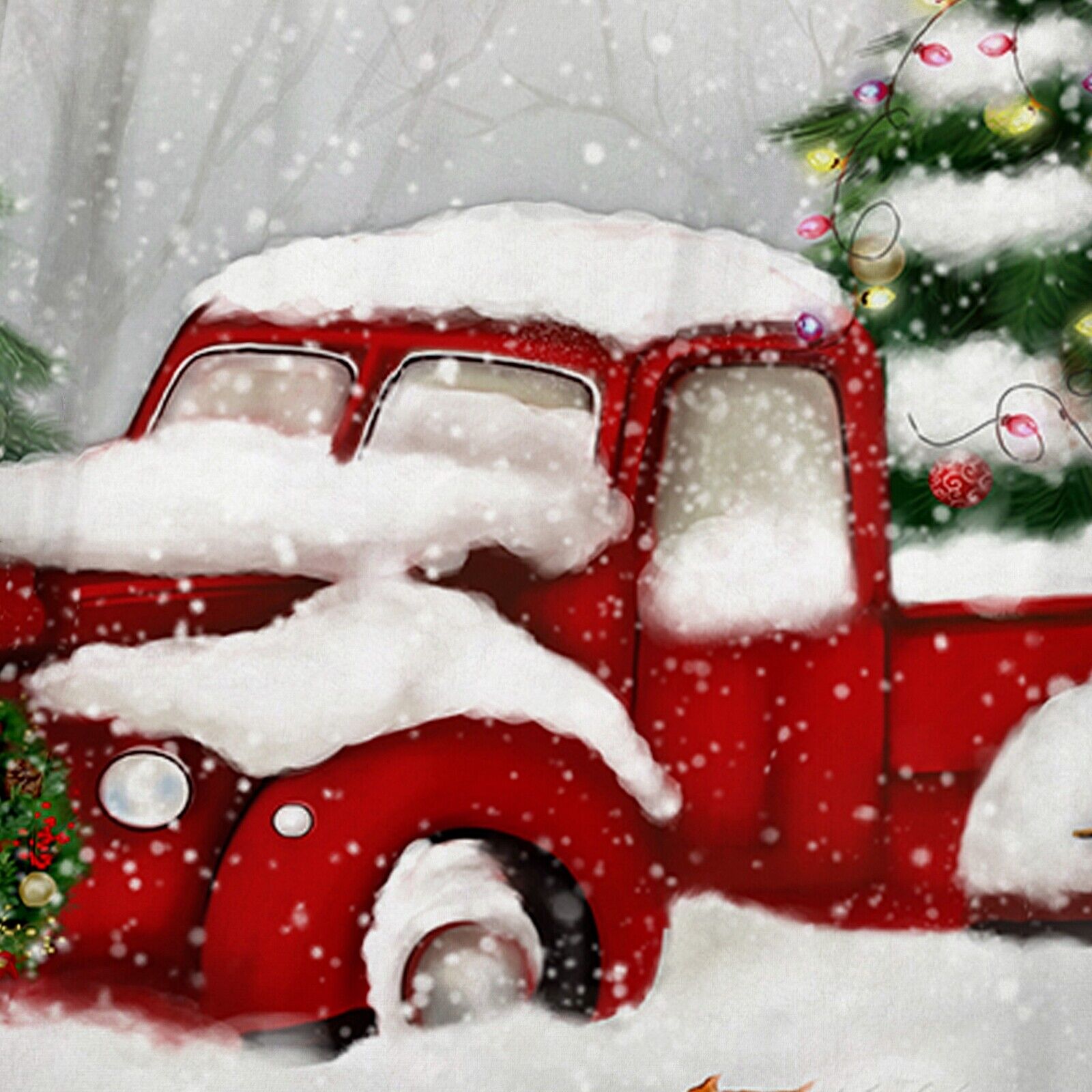 Warm Soft Fleece Blanket Throw - Red Merry Christmas Truck Snowman