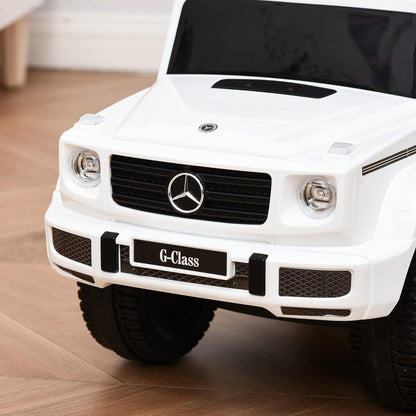 Benz G350 Kids Ride on Push Car with Canopy Shade and Guardrail - White