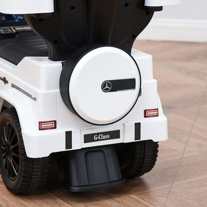 Benz G350 Kids Ride on Push Car with Canopy Shade and Guardrail - White
