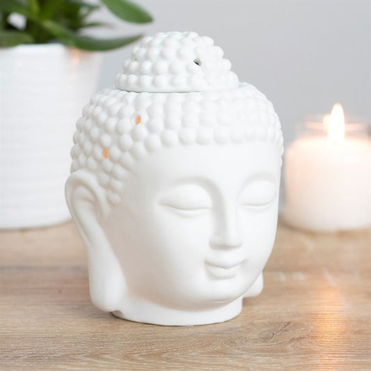 White Buddha Head Ceramic Oil Burner