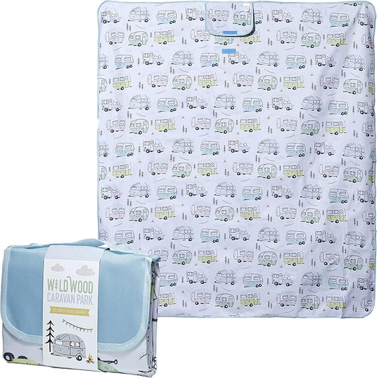 Wildwood Caravan Waterproof Picnic Blanket Foldable Mat with Carry Handle