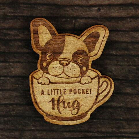 Personalised Wooden Animal Pocket Hug Gift on Message Card - Various Designs