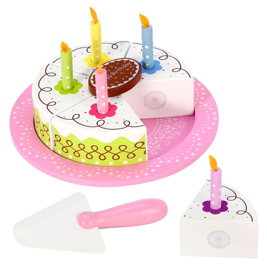Wooden Birthday Party Cream Cake Pretend Food Role Play Toy