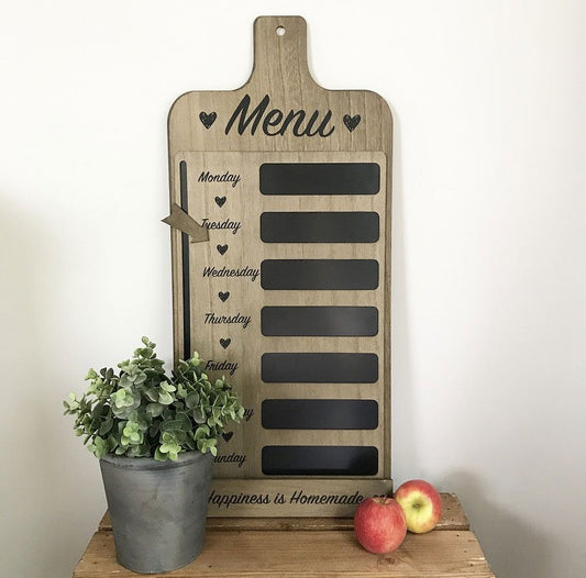 Wooden Rustic Kitchen Blackboard with Weekly Menu Planner