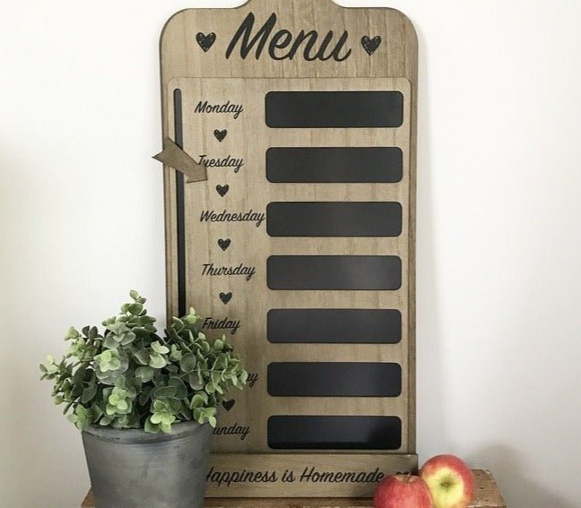 Wooden Rustic Kitchen Blackboard with Weekly Menu Planner