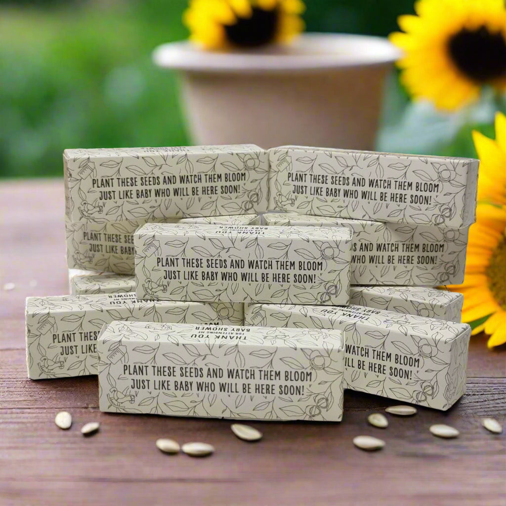 Yellow Sunflower Seed Favours Baby Shower Thank You Gifts - 10 Boxes