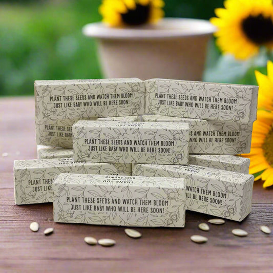 Yellow Sunflower Seed Favours Baby Shower Thank You Gifts - 10 Boxes