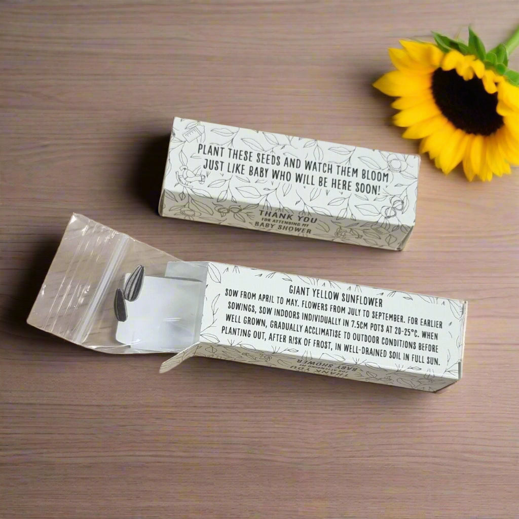 Yellow Sunflower Seed Favours Baby Shower Thank You Gifts - 10 Boxes