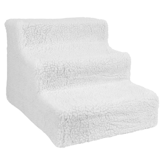 Portable Fleece Covered 3-Step Pet Stairs for Dogs and Cats