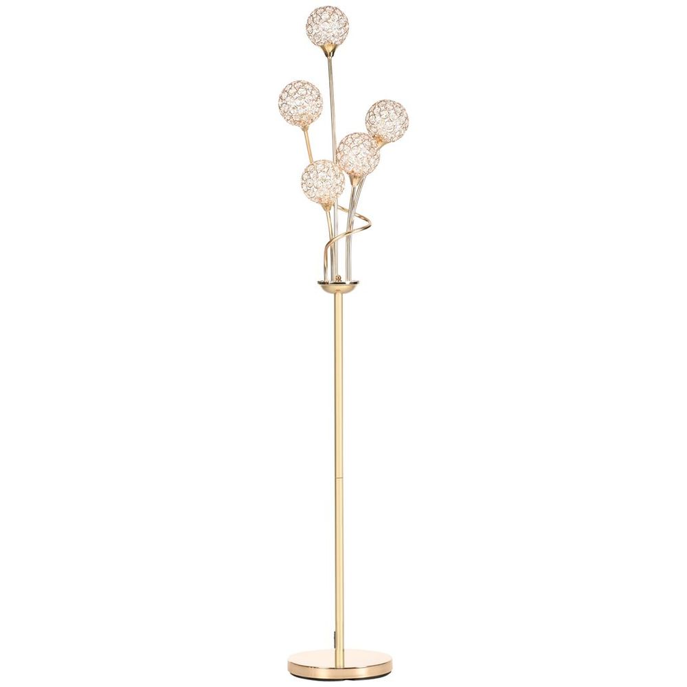 K9 Crystal 5 Glass Balls Standing Floor Lamp Light Decoration - Gold
